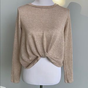 Atticute tan soft long sleeve blouse